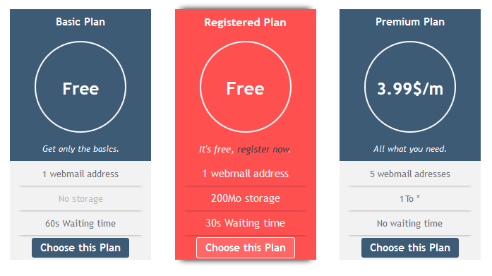Pricing Table front-end