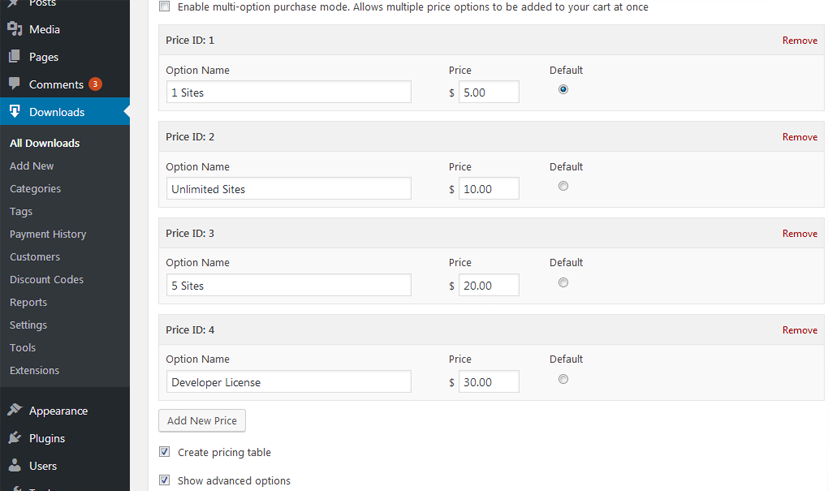 Enable variable pricing