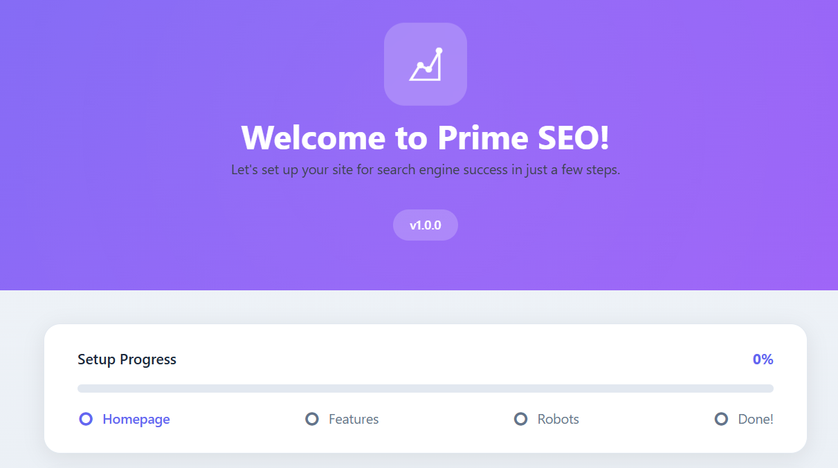 Dashboard - Modern overview with statistics and Homepage SEO settings