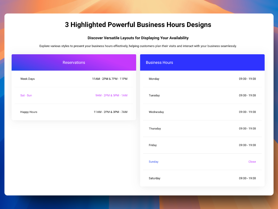 Pricing Table