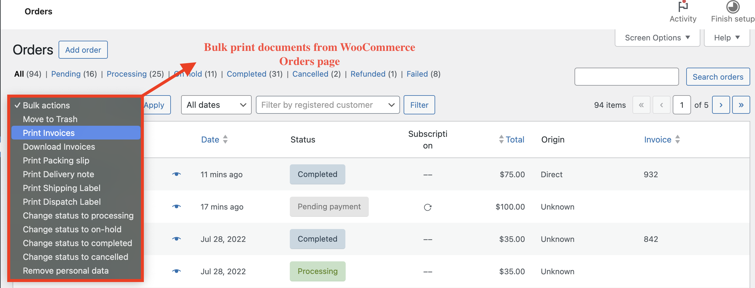 Invoice general settings