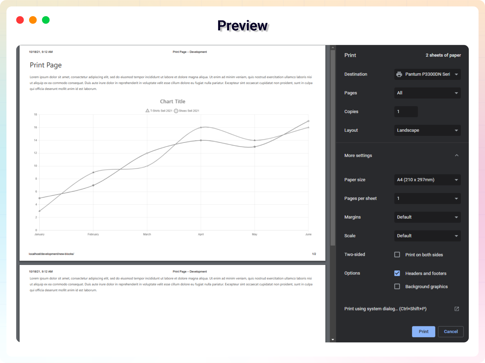 Print Button - Outline Style