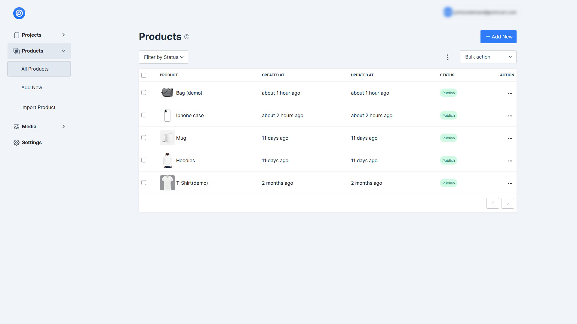 Printcart dashboard Settings