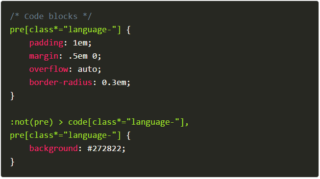 CSS Code Highlighted with no Line.