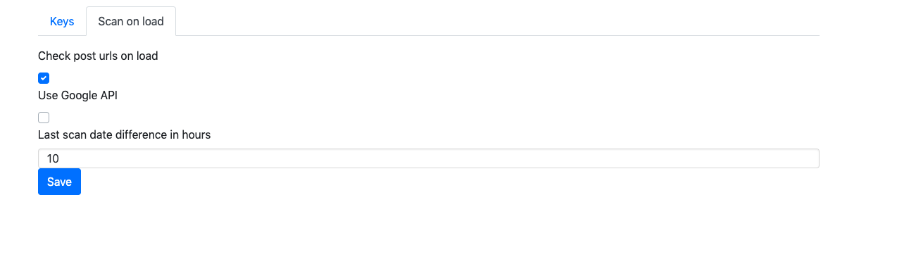Scan on load settings