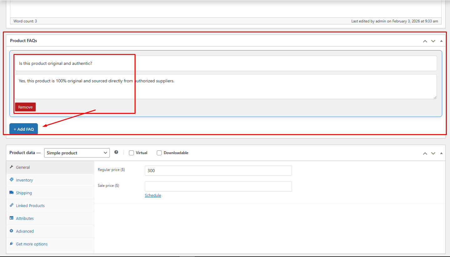 Adding multiple FAQs in the admin panel