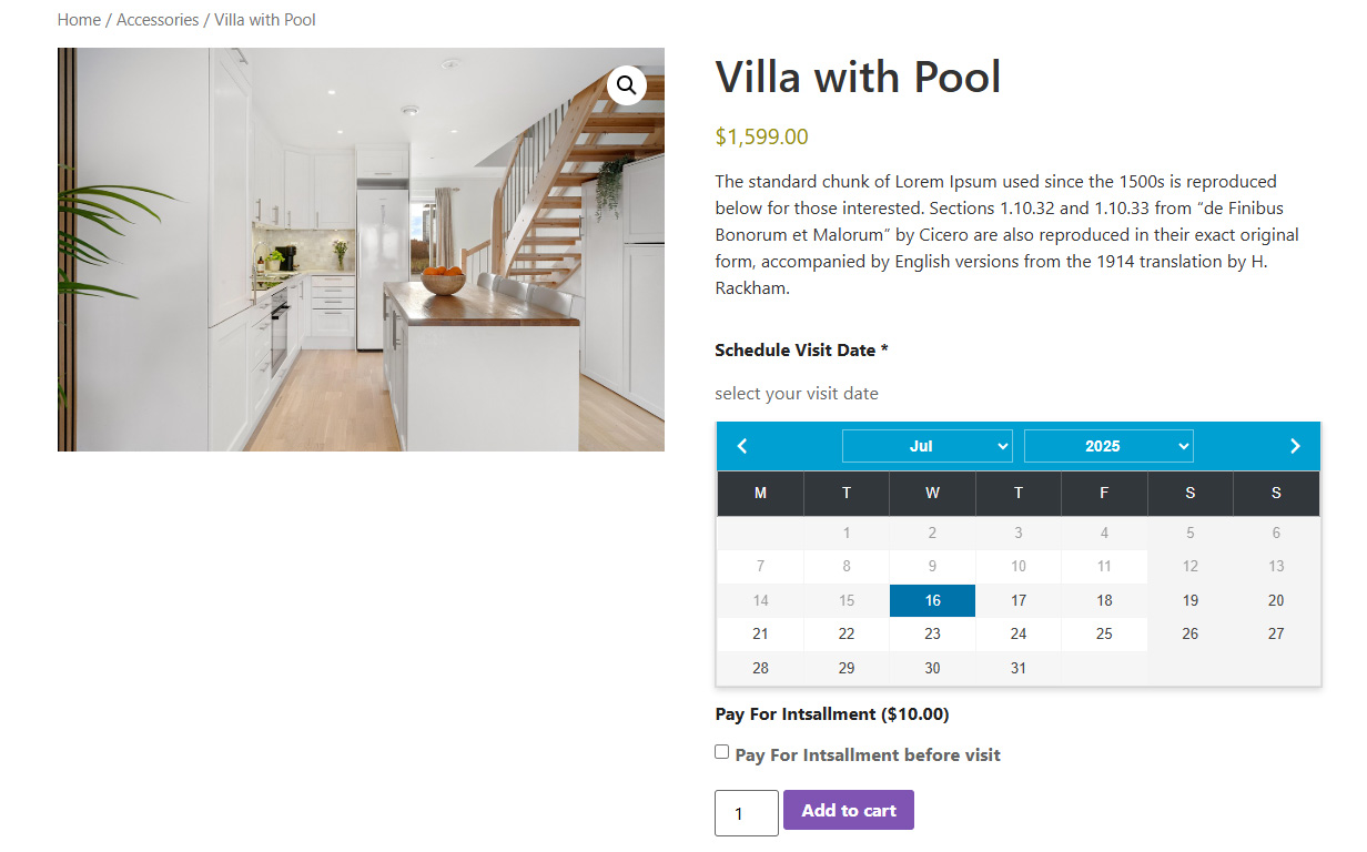 Frontend: Fields on product page