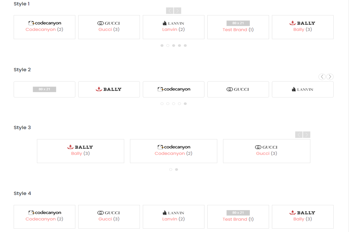 Brand Horizontal Carousel with different styles