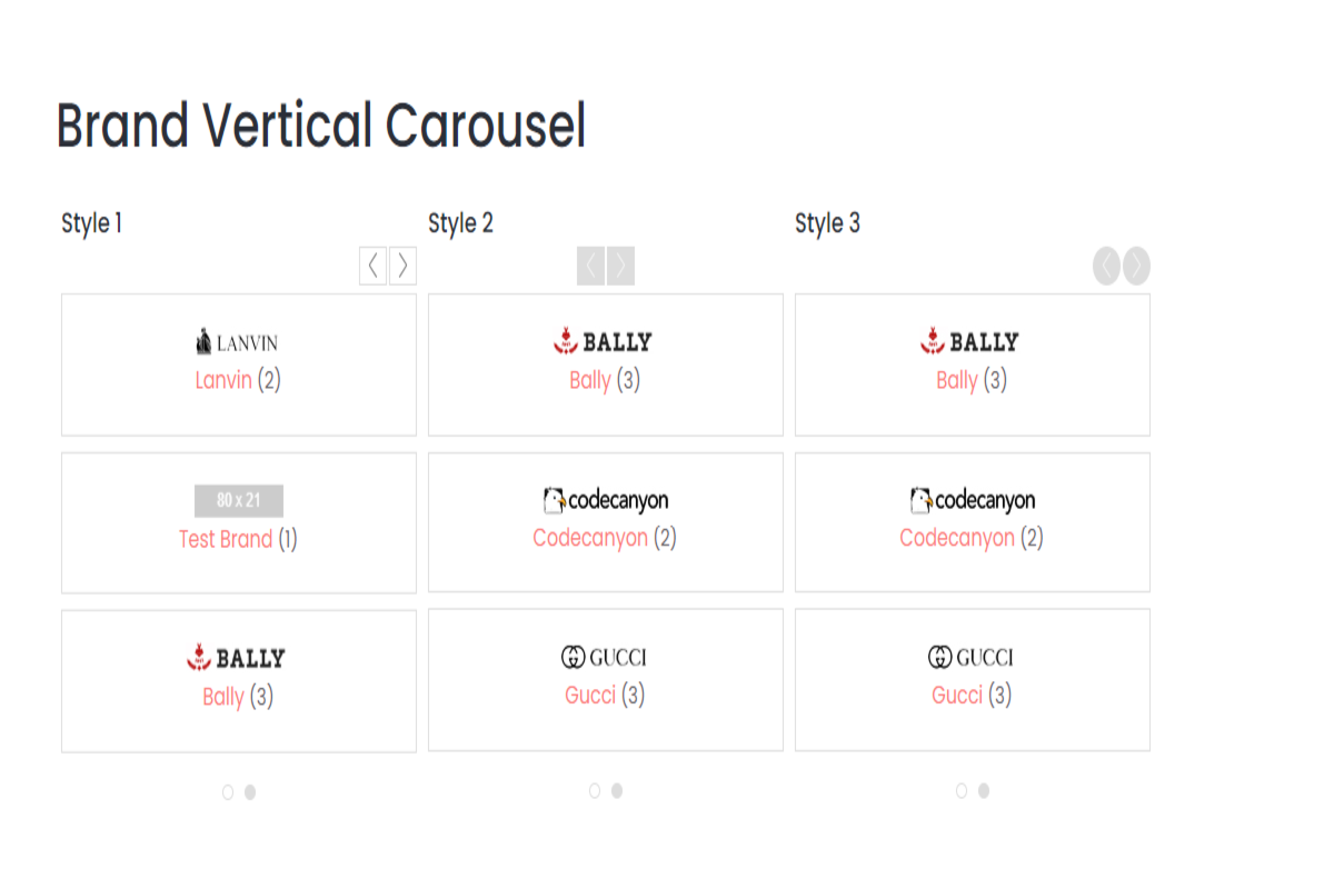 Brand Vertical Carousel with different styles