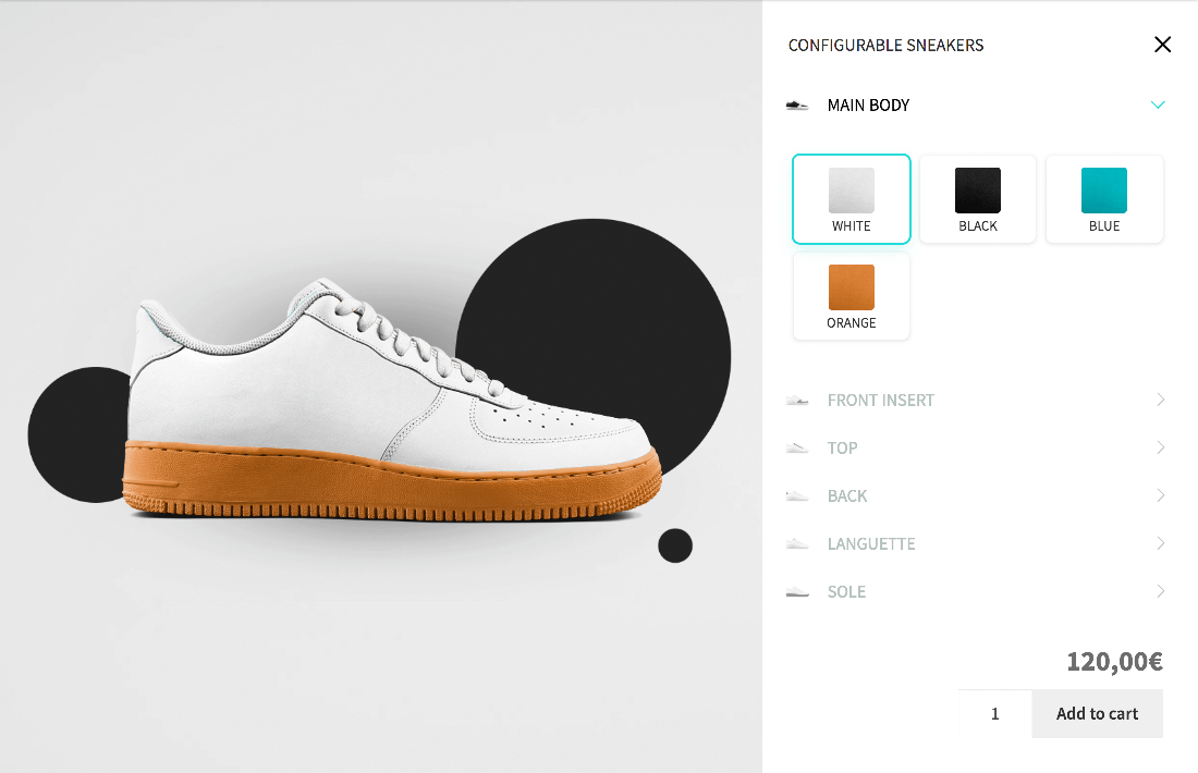 Frontend: configuration in the cart
