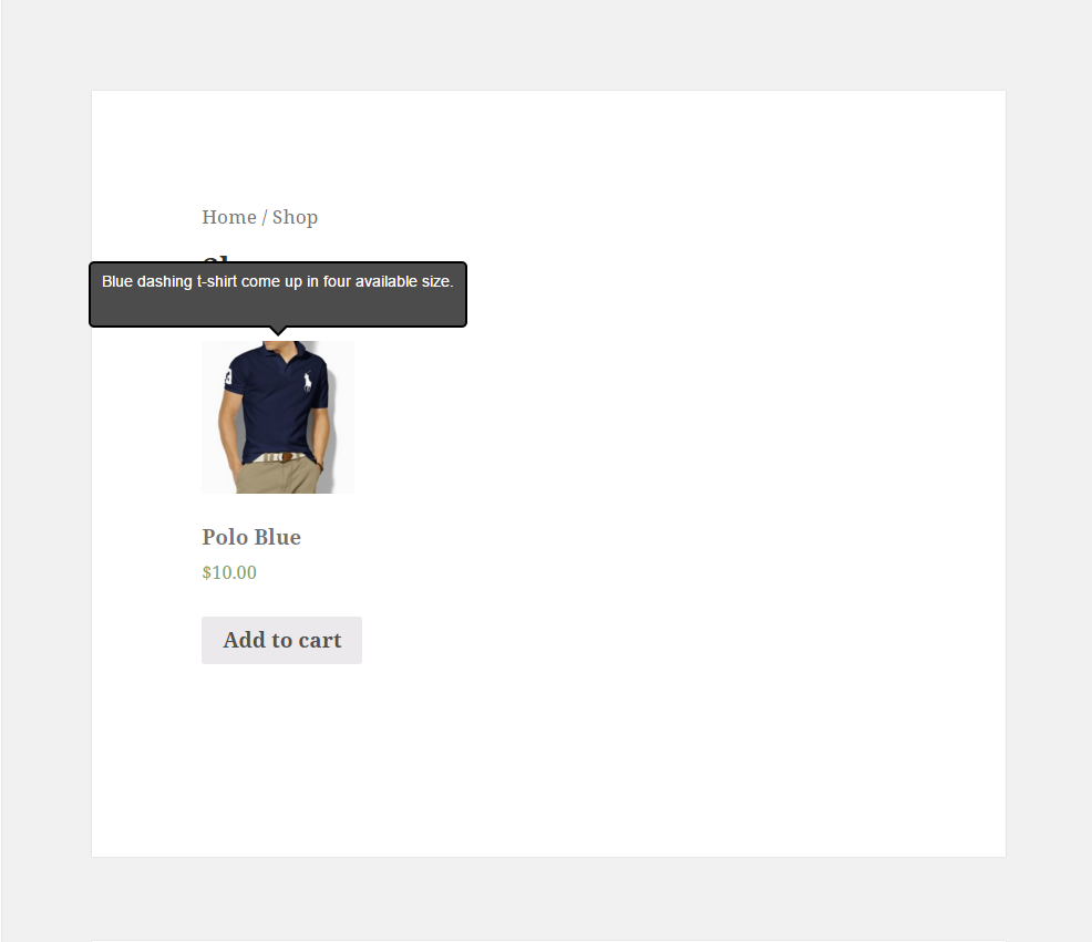 Product Description in action on shop page.