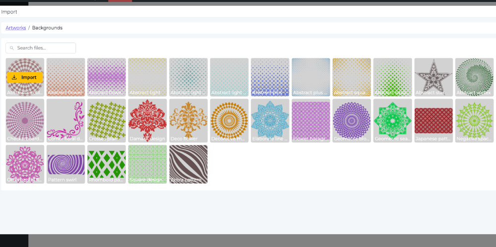 **Products base** - Display list of products design and manage list (Edit, import, export, delete...).