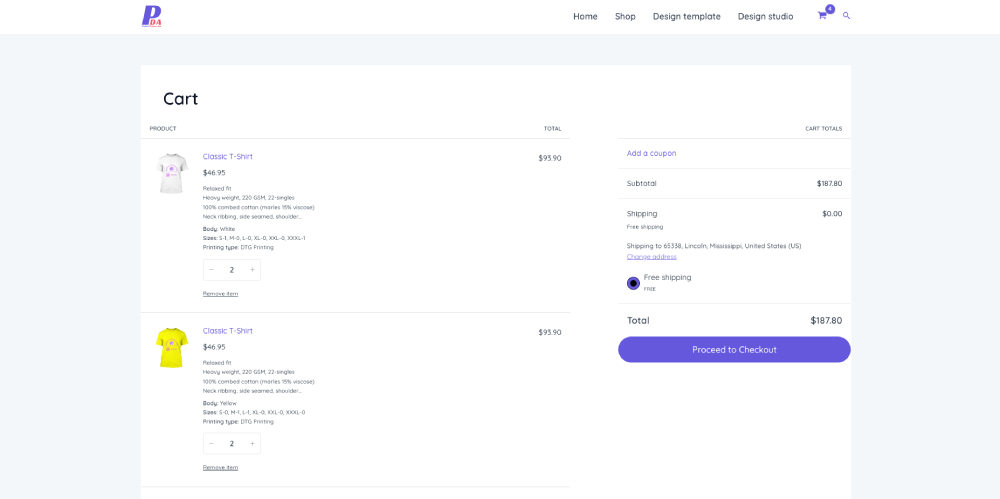 **Add product** - Allows setup area design, product layers, colors, sizes, discount, layout...