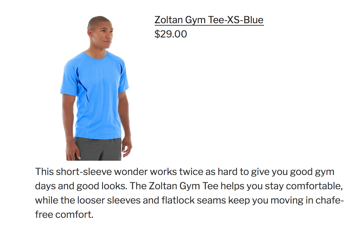 What the product information in your post will look like.