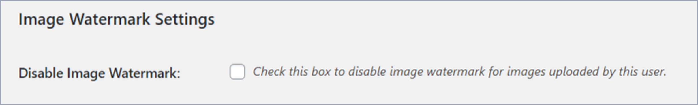 Disable Image Watermark for Specific User