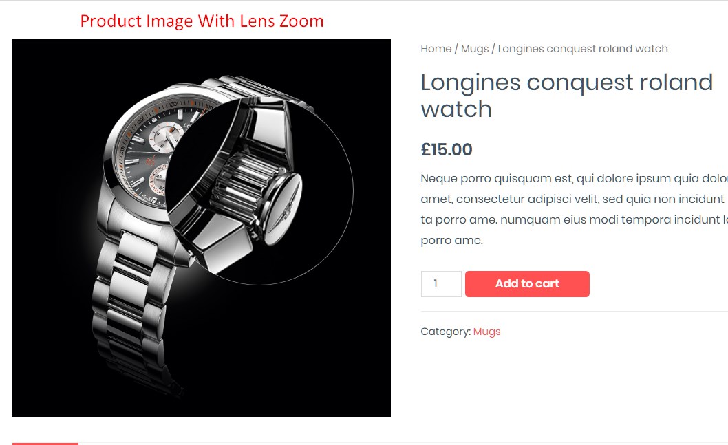 Product image with zoom type: lens