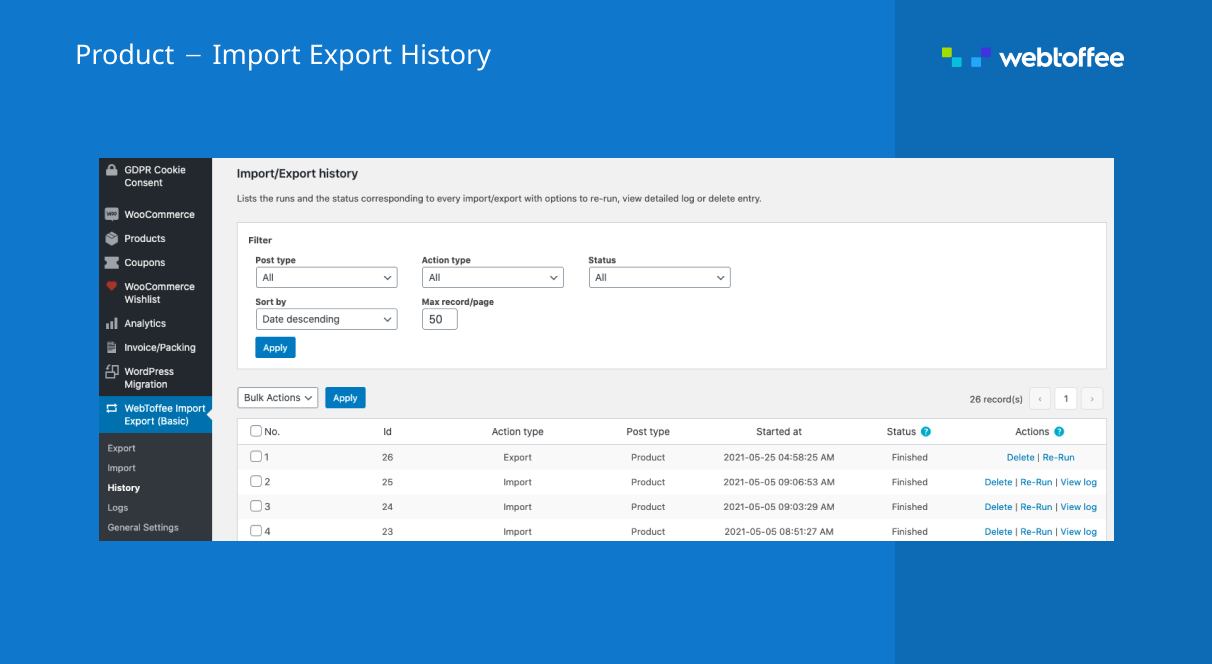 Export complete for WooCommerce product export plugin