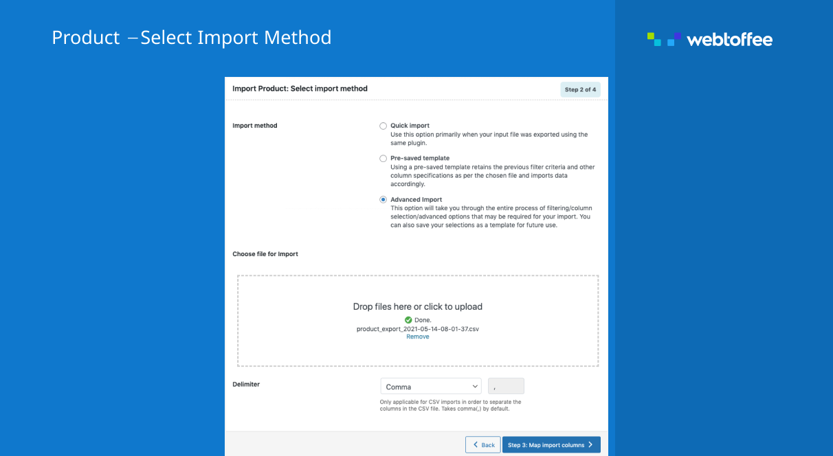 Import logs for WooCommerce product import plugin