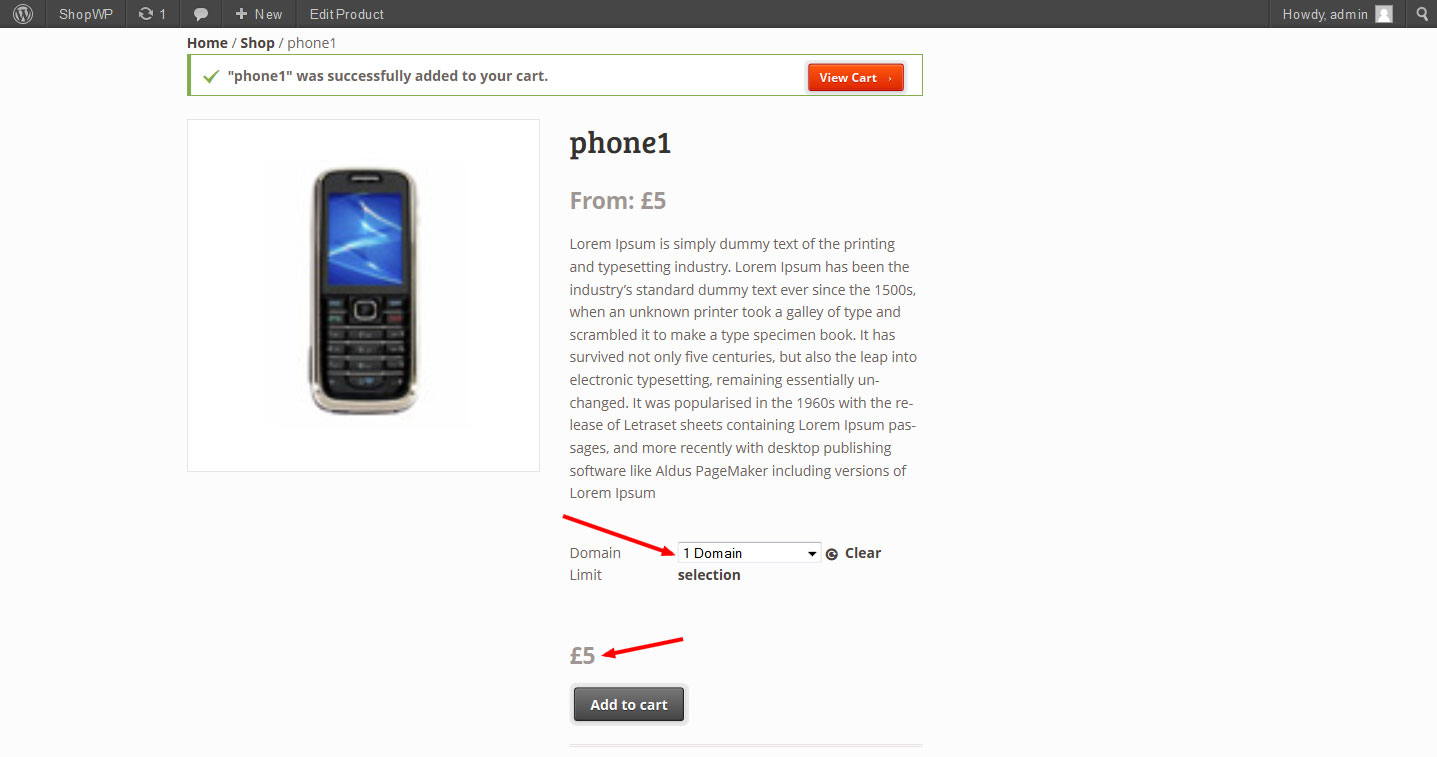 when you view the product on front end.