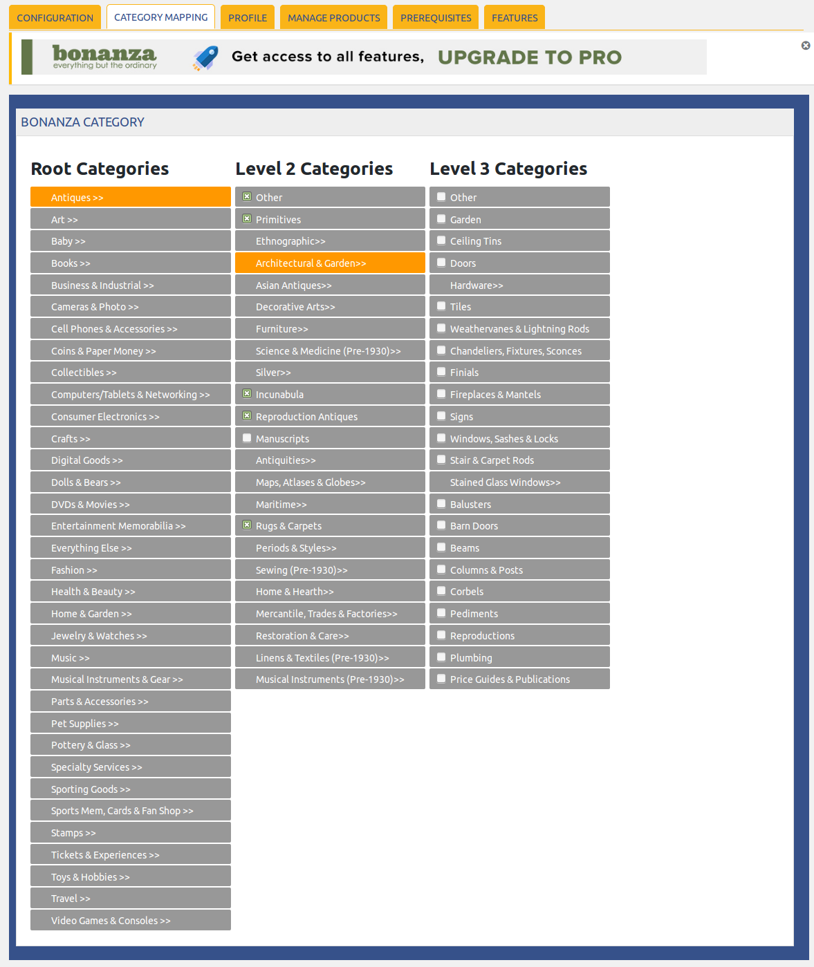 To upload a product on bonanza.com, a bonanza category must be assigned to it. For this the merchant needs to map his/her WooCommerce category with bonanza category. You can map your WooCommerce category with bonanza under “Category Mapping” section.