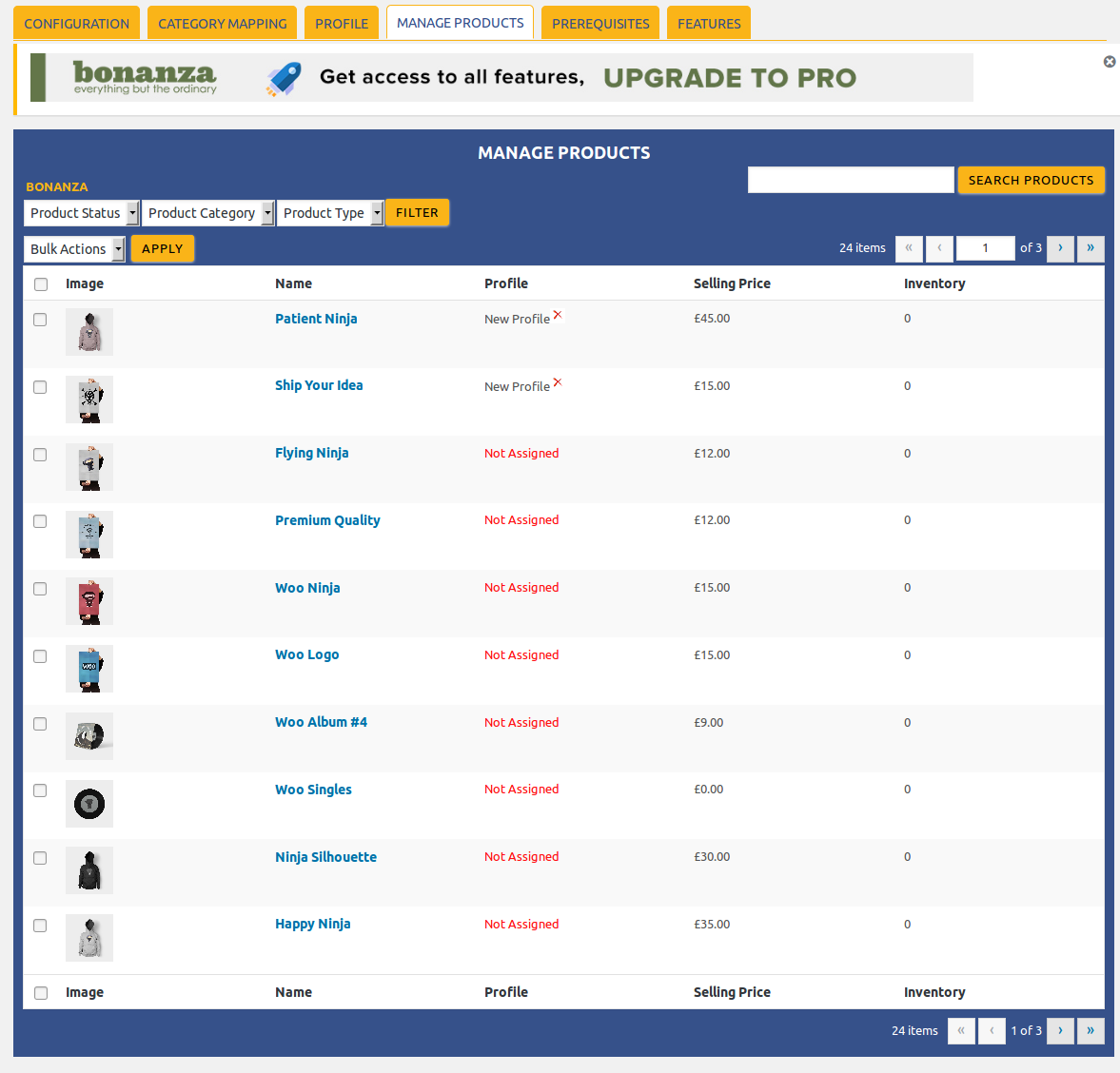 "Manage product" section, it helps to get ready your product for uploading on bonanza.