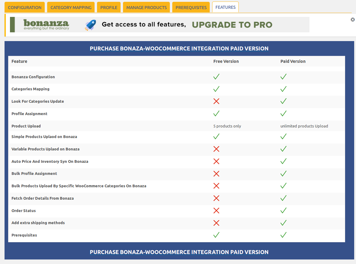 Get all features to compare between paid and free version.