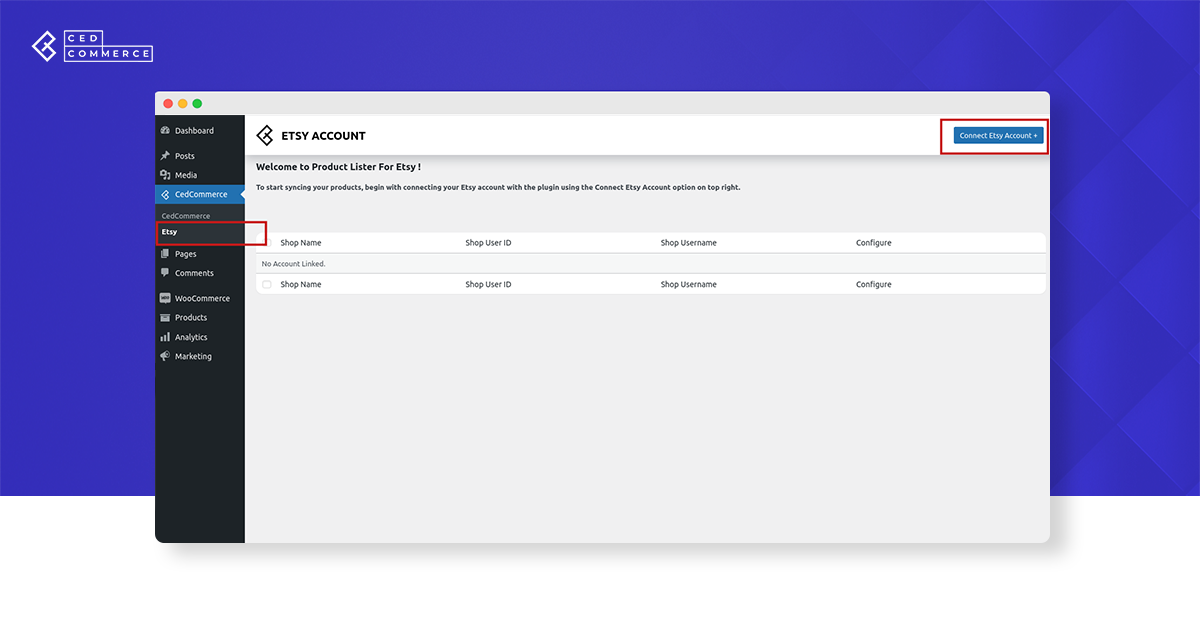 ETSY Configuration Page