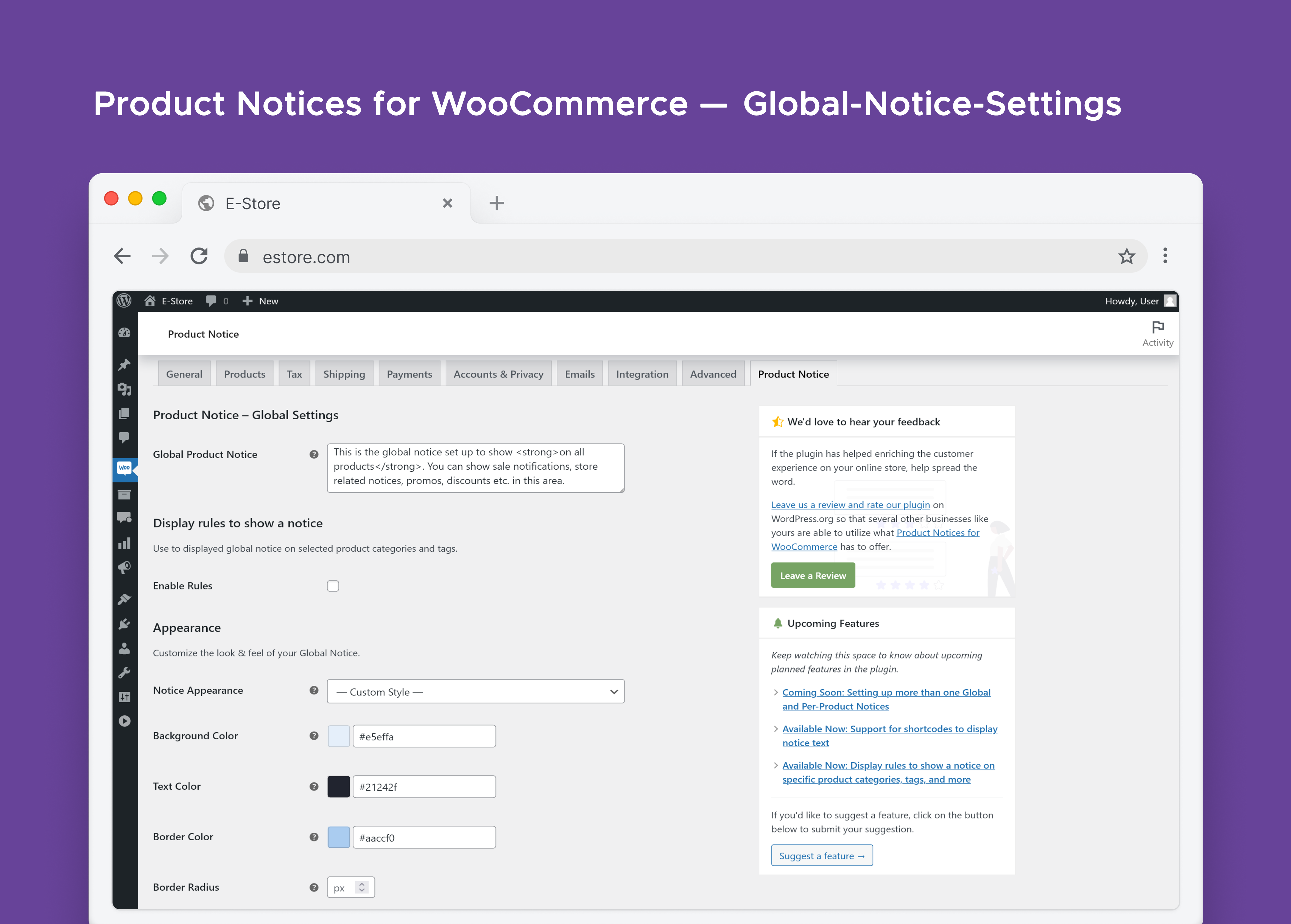 Product Notices for WooCommerce - Global Notice Setting