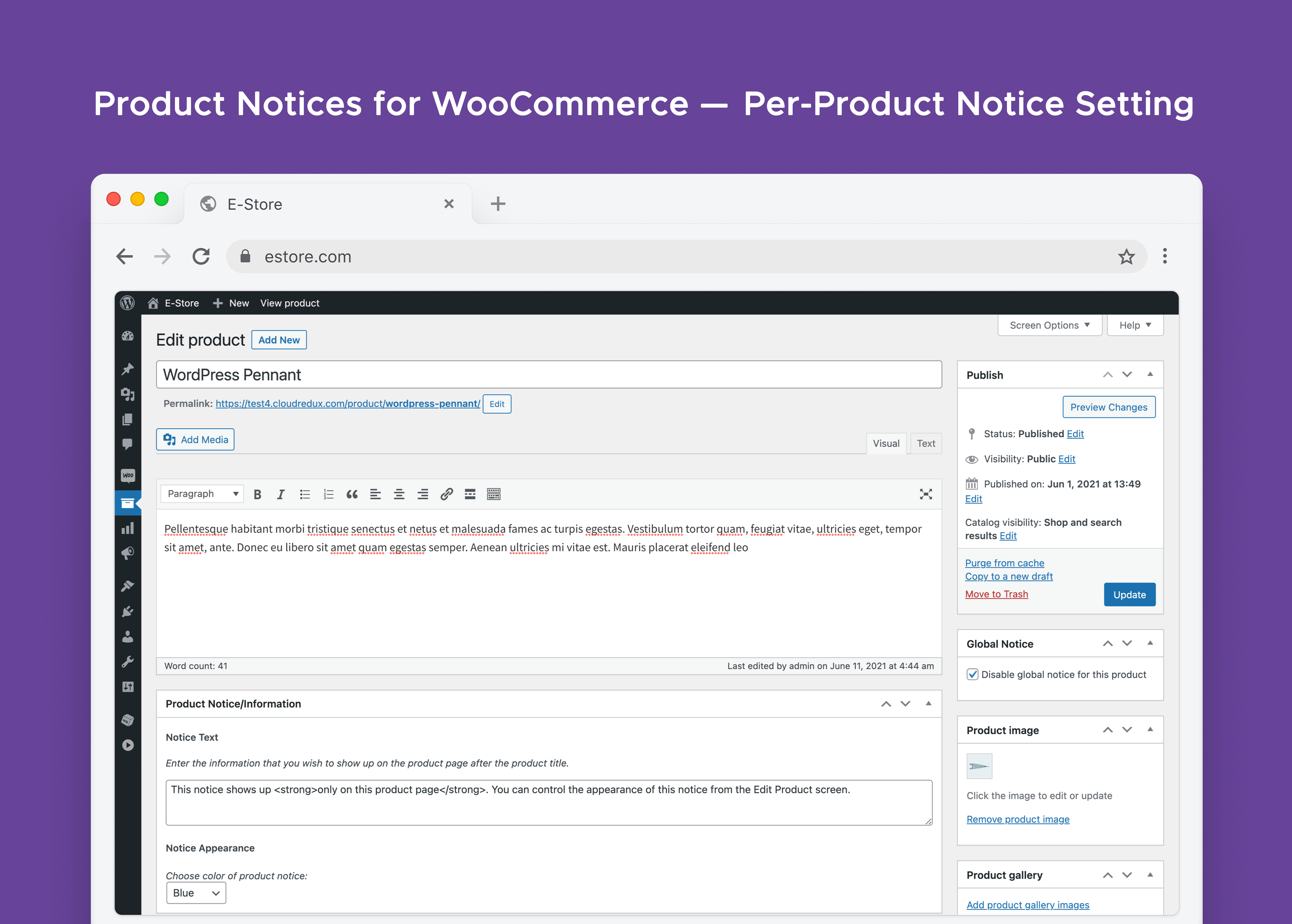 Product Notices for WooCommerce - Per-Product Notice Setting