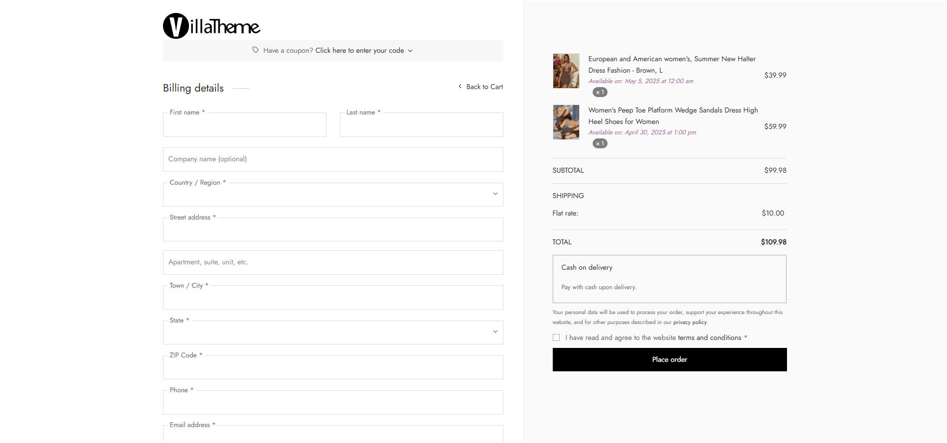 Pre-order product on shop page