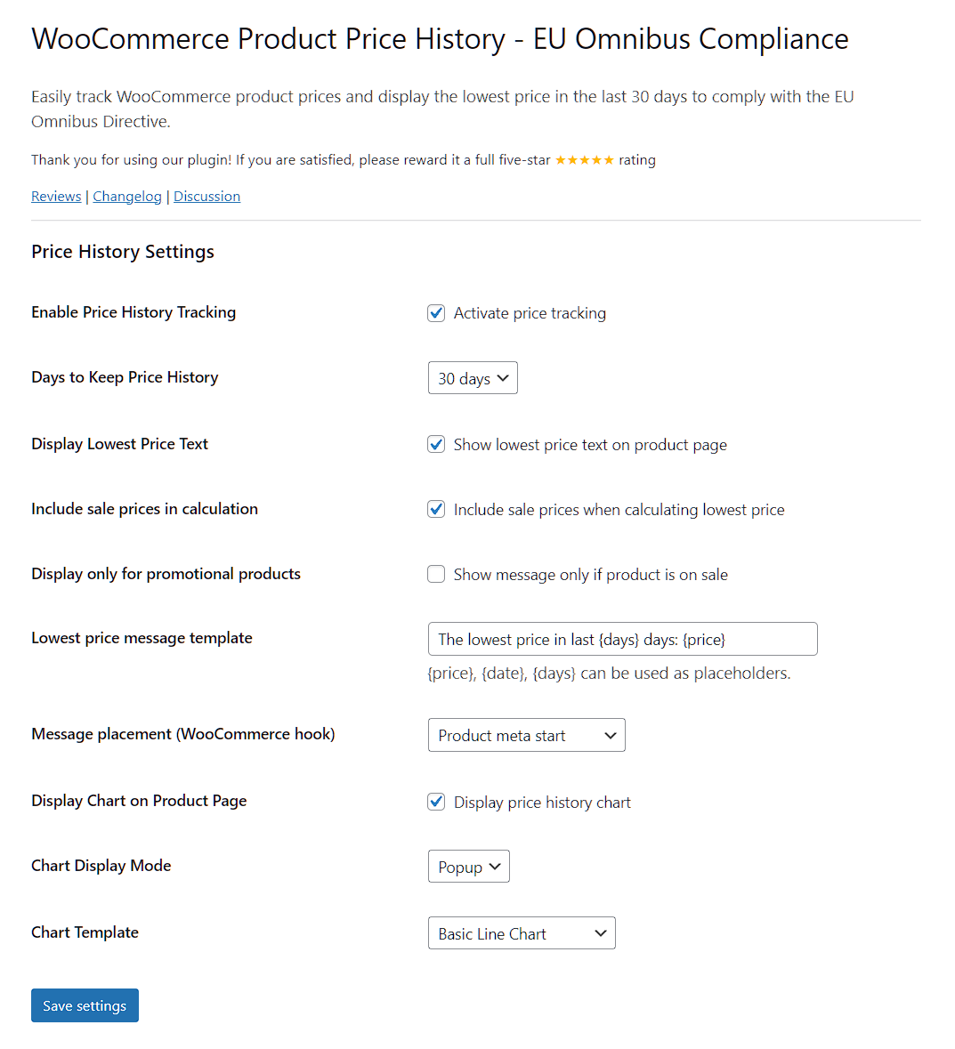 Admin settings page with configuration options