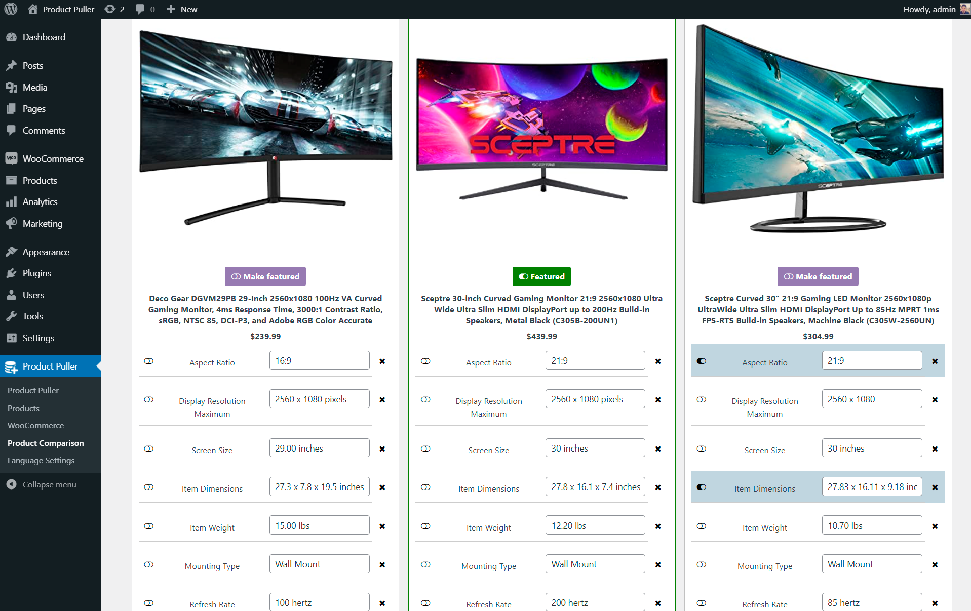 Fetching a ready comparison from Amazon