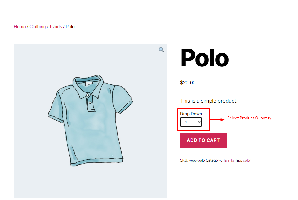 Single product quantity dropdown