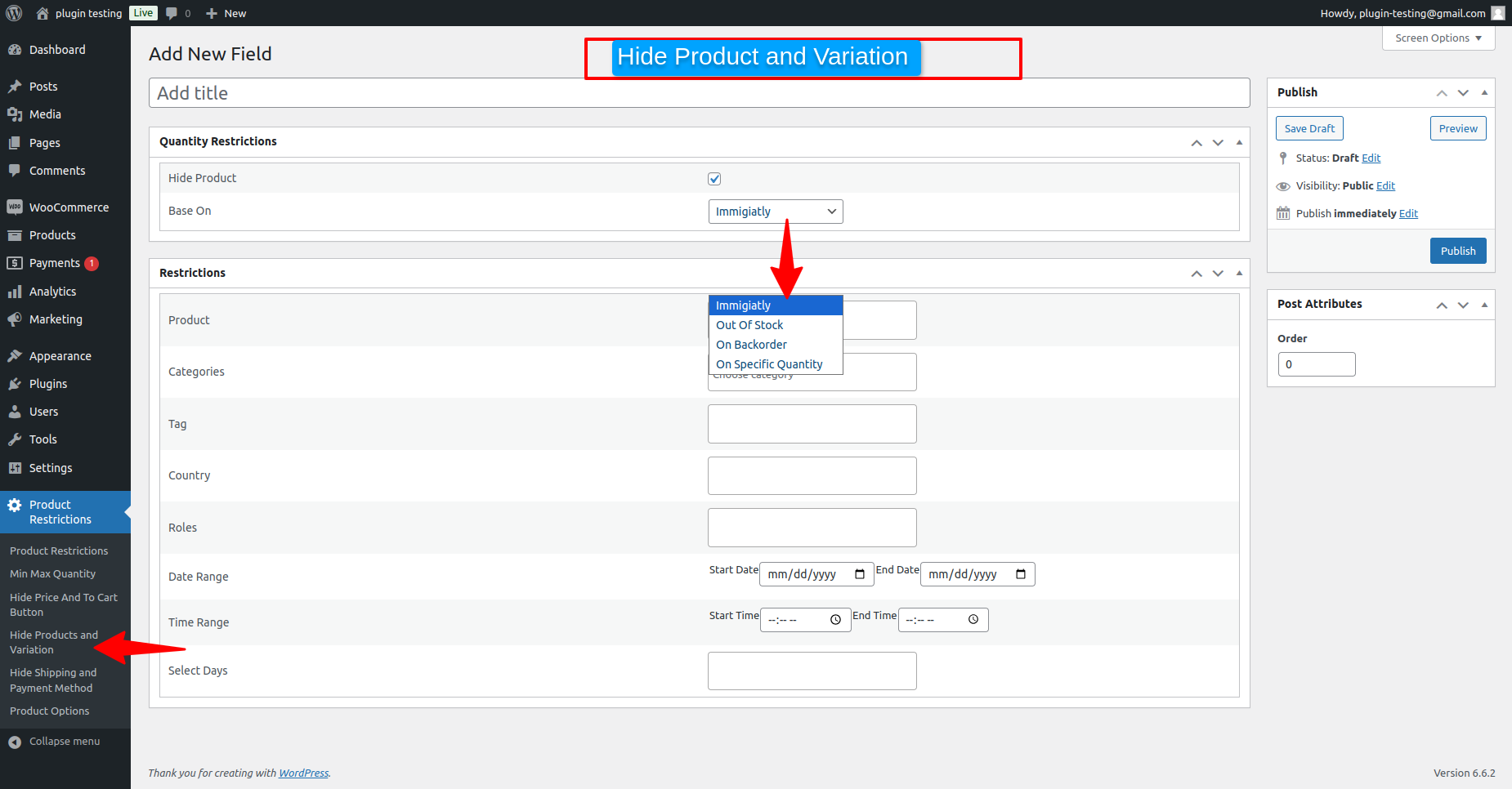 Hide Product and Variation