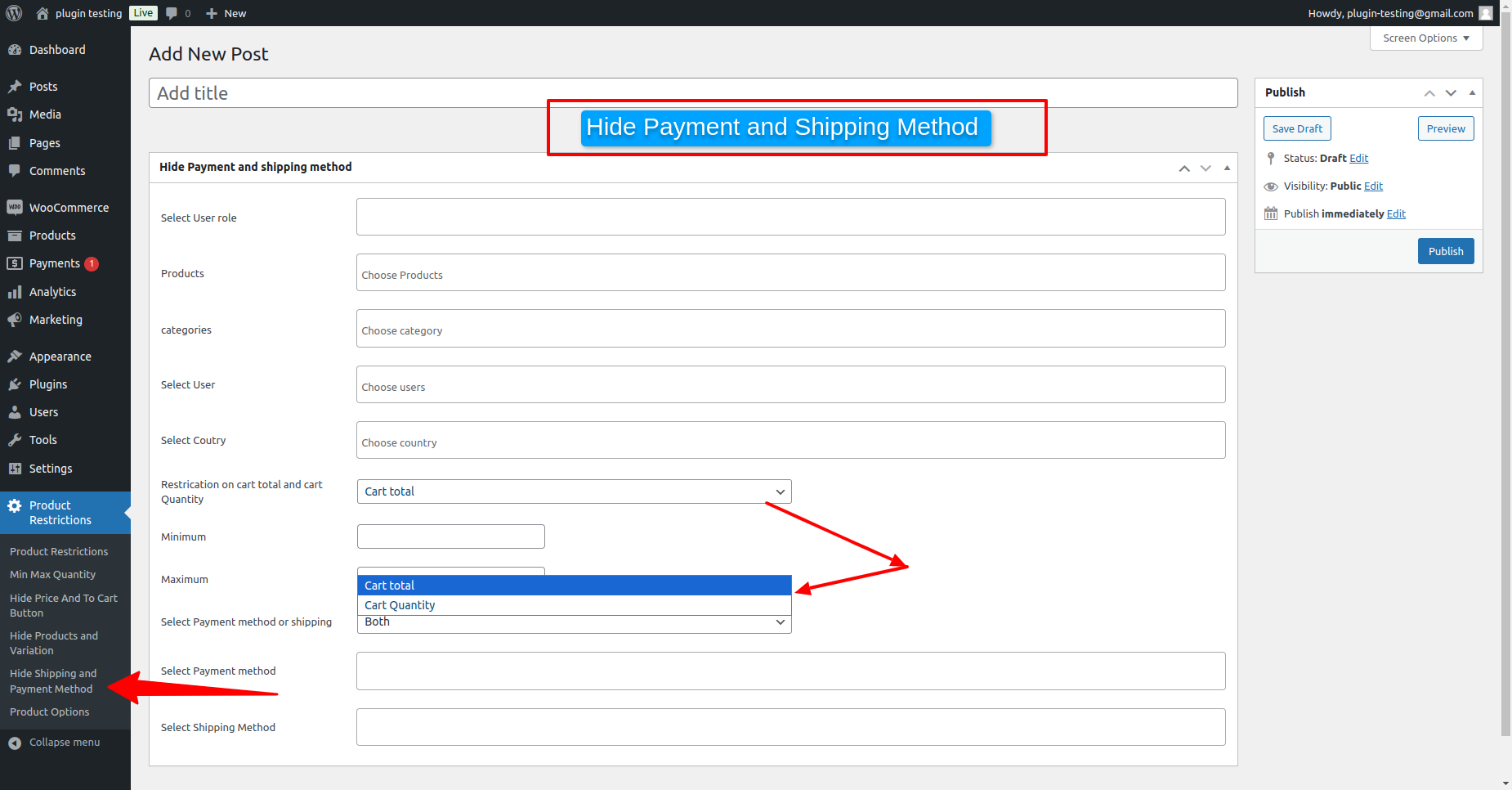Hide Payment and Shipping Method