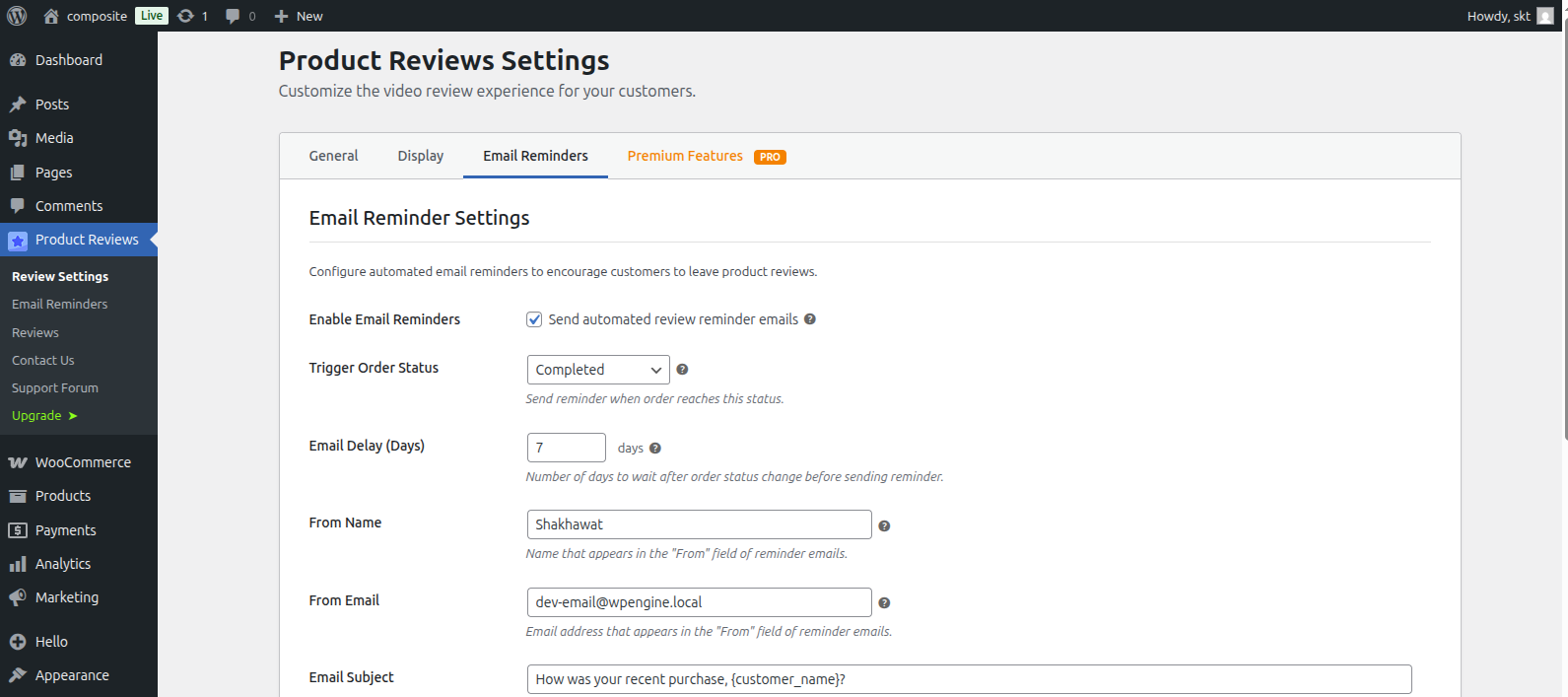 **Email Reminders Setup** - Configure automated review request emails with custom templates