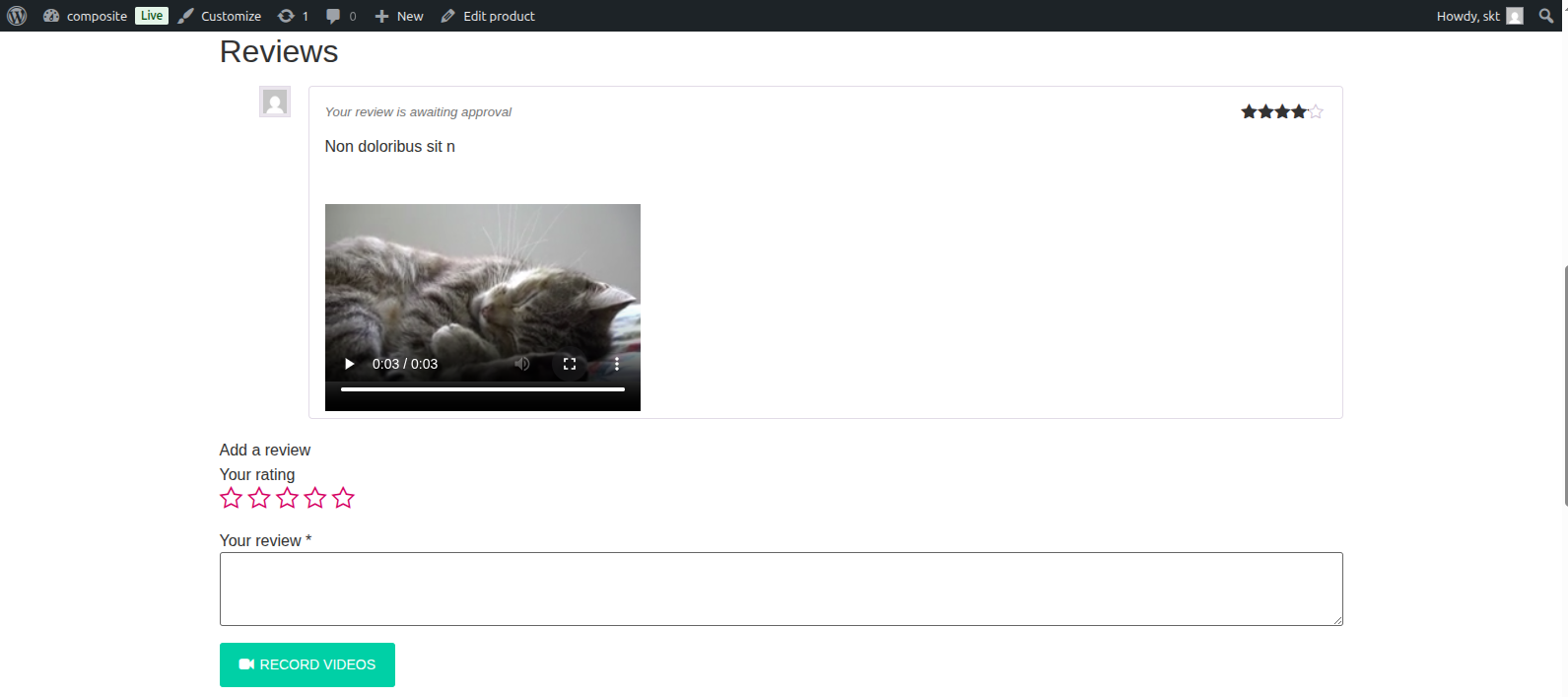 **Customer Review Experience** - How the video recording button appears on product pages