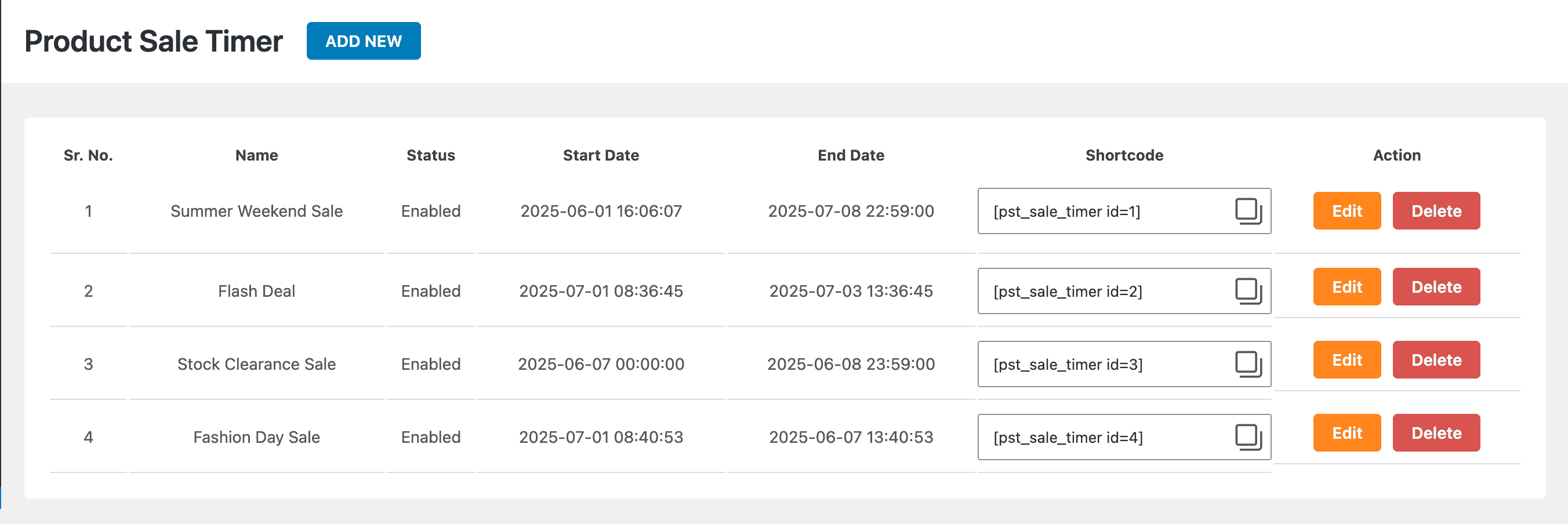 Display all timer