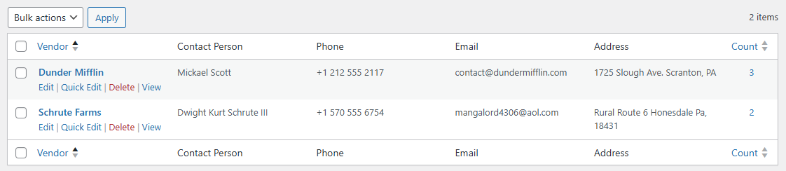 Manage all product vendors in one place