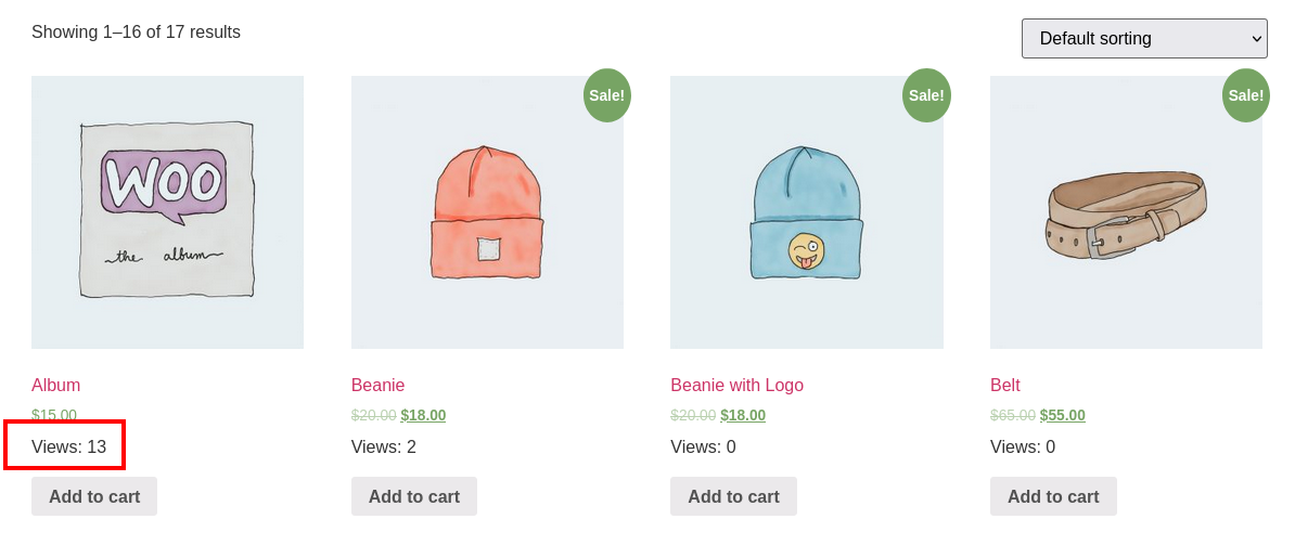 **Product List with View Counts**\