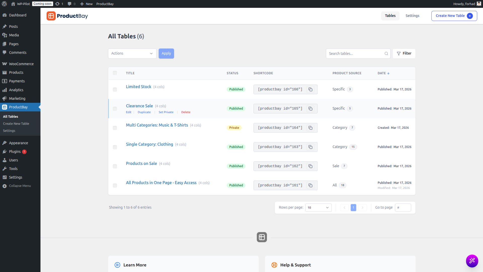 Show the product in any page or post using the shortcode througout your website. View products efficiently and filter by catrgory and type.