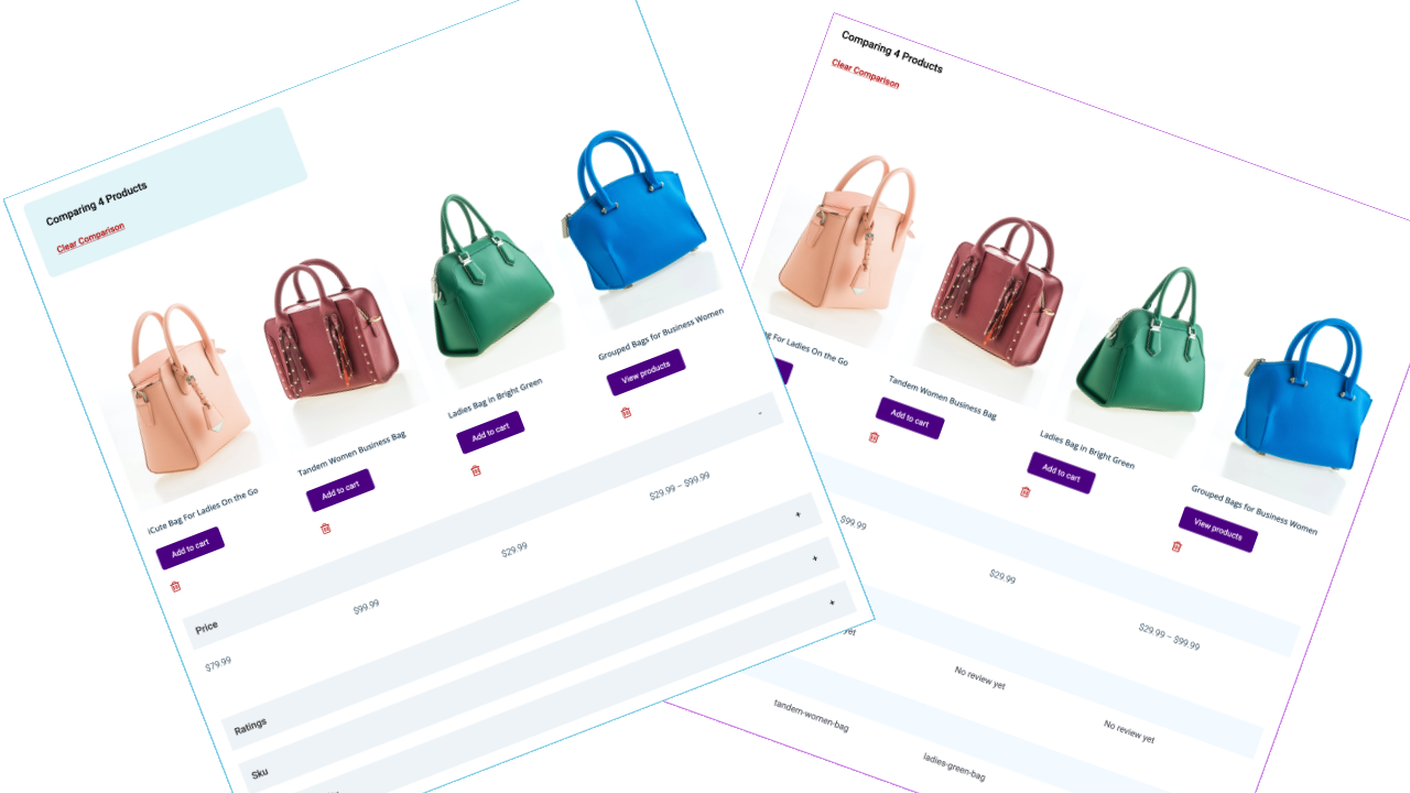 Catalog Page with Wishlist, Compare and Quick  View icons