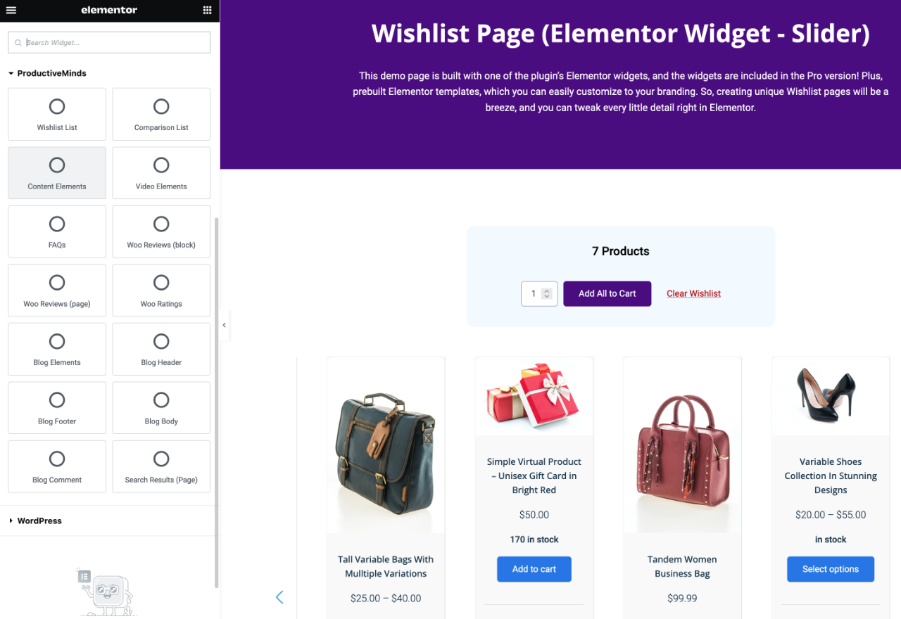 Multiple designs options for Comparison page