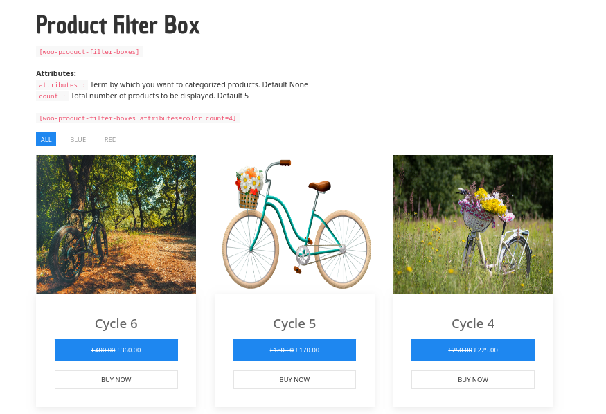 Product Boxes with filters
