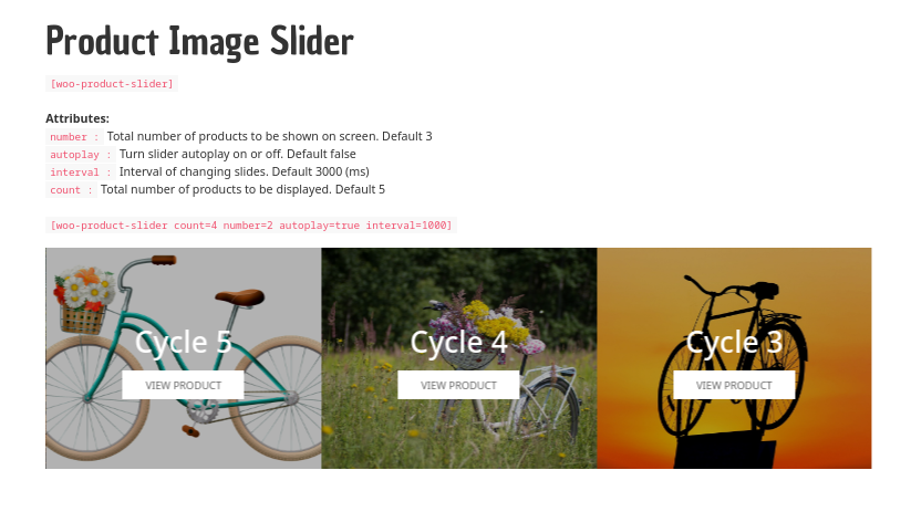 Product slider - Images