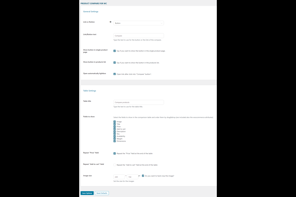 The settings of plugin.