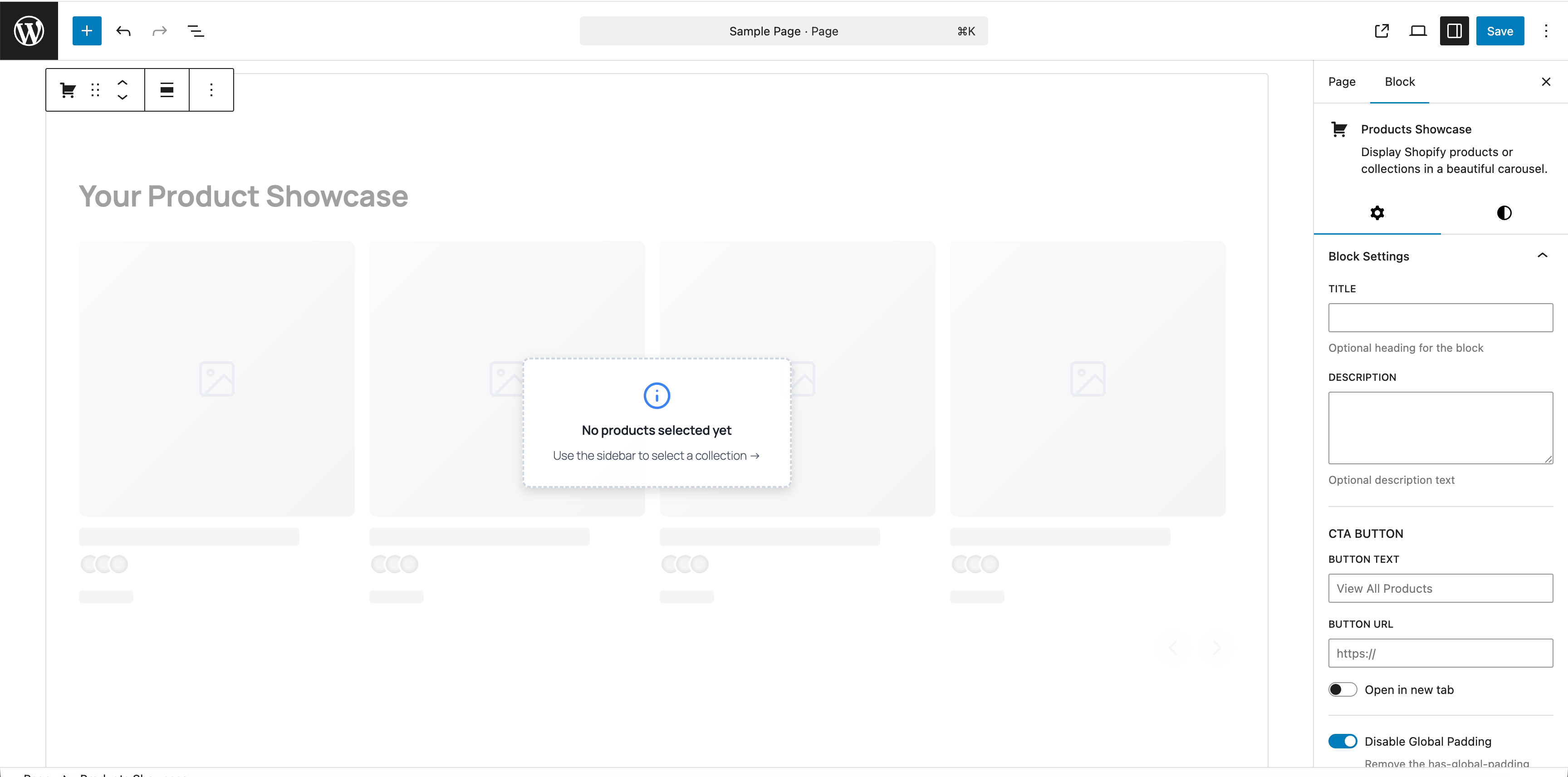 Product carousel display on frontend with navigation