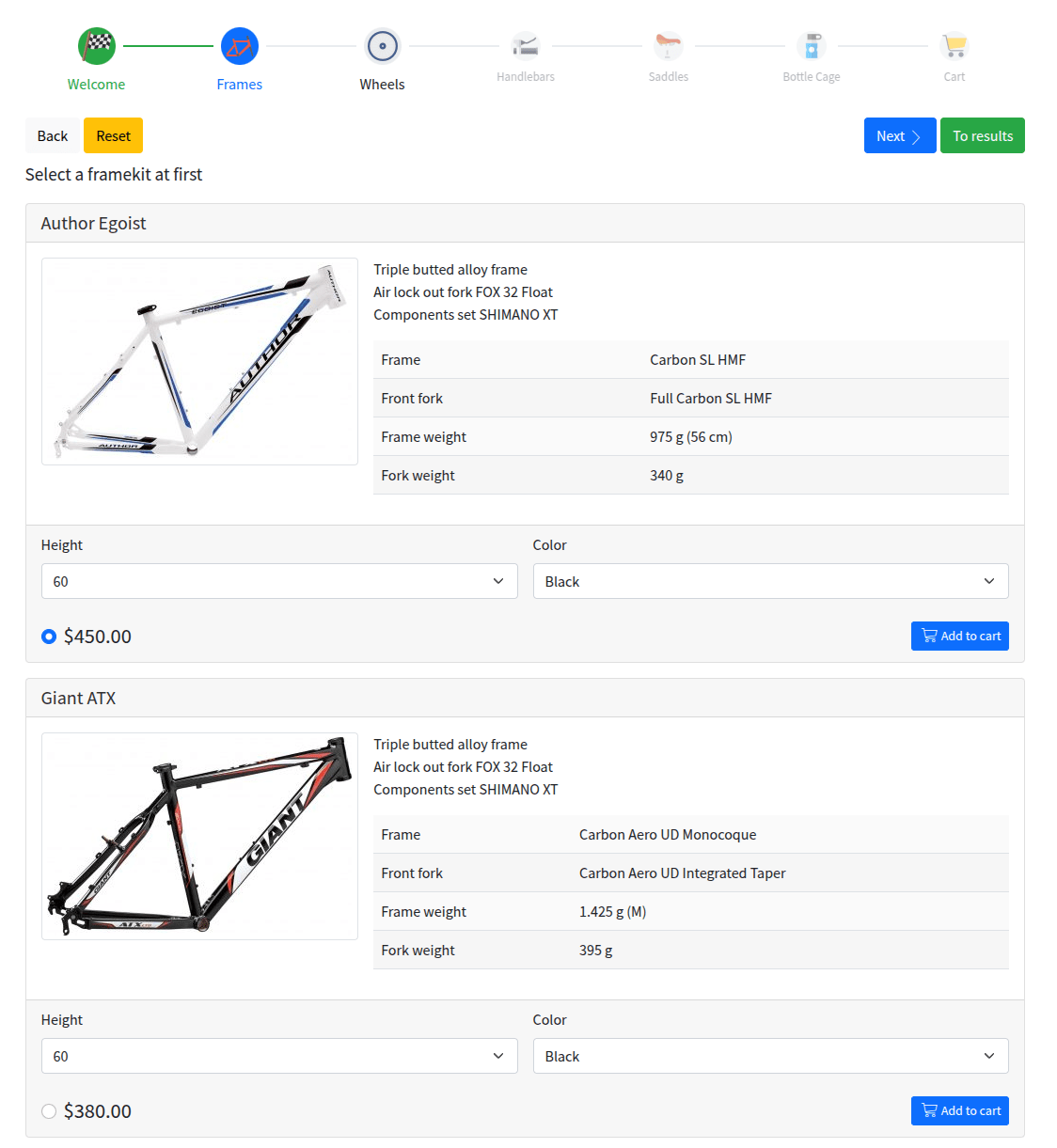 Products grid view