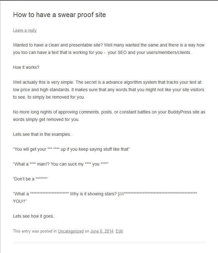 The text after it has been submitted.