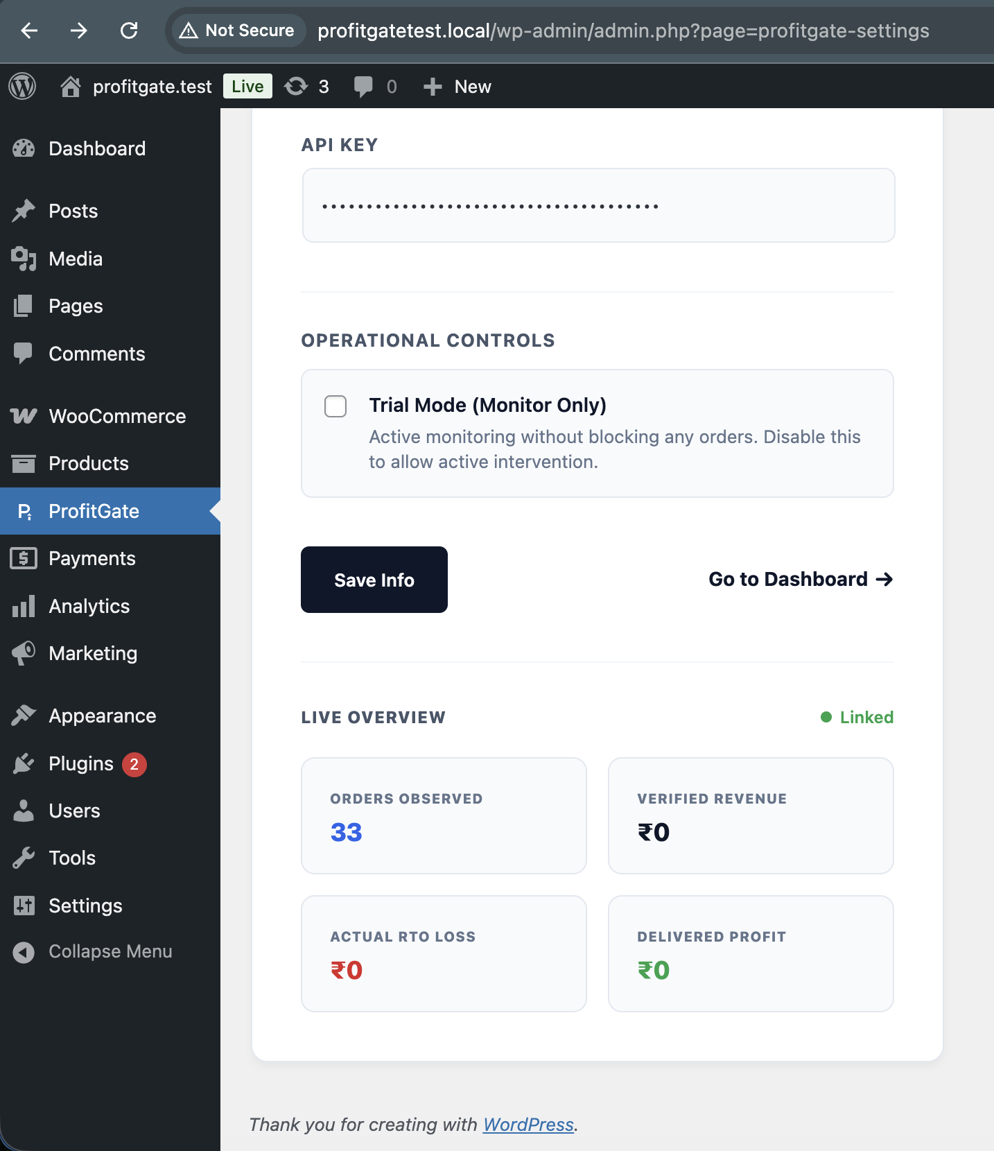 Live Overview: Real-time margin intelligence tracker showing active observed orders and profit stabilization.